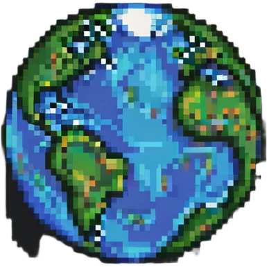 planet Earth, pixel art style, pixelated, retro video game emoji