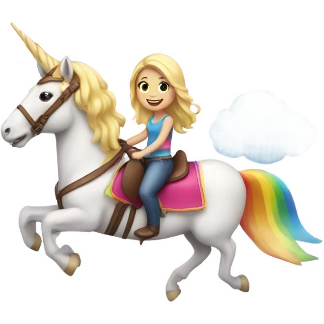 Unicorn riding rainbow combined with my ‘smiling blonde girl’ emoji emoji