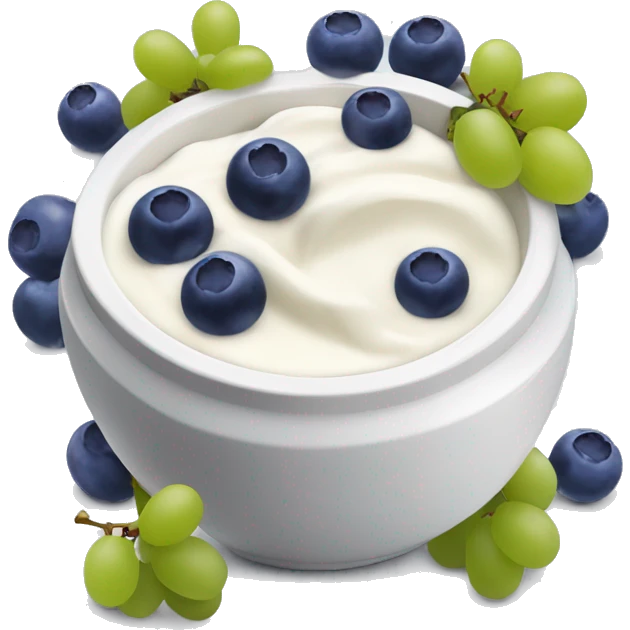 yoghurt bowl with grapes and blueberries emoji