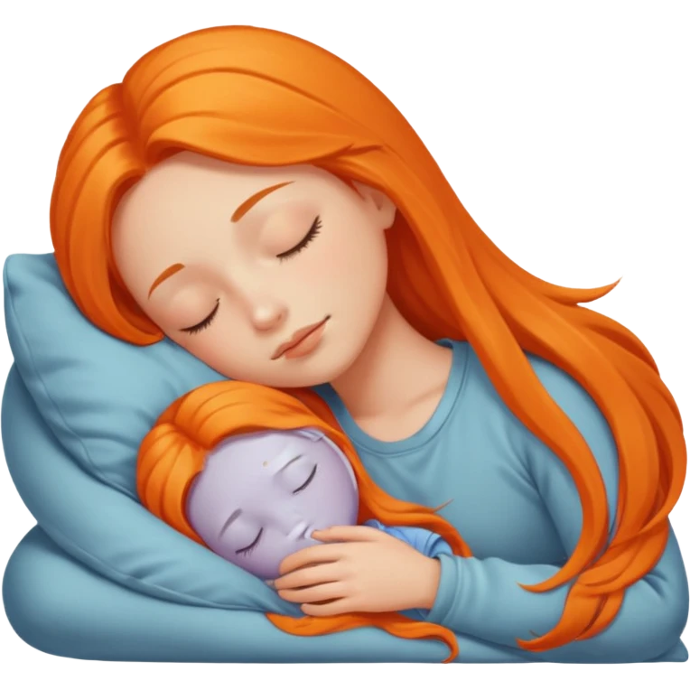 Orange long hair girl sleeping emoji