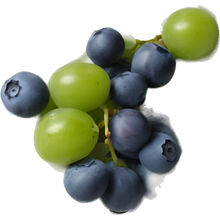 a bowl of yoghurt with green grapes and blueberries emoji