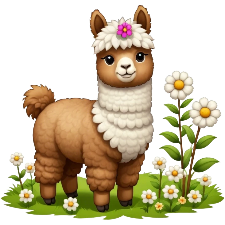 Alpaka with flower  emoji