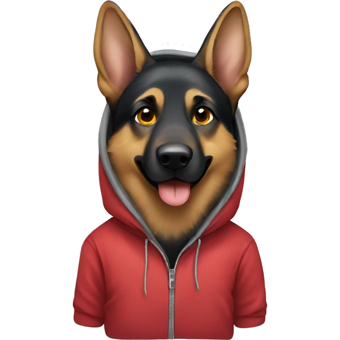 german shepherd wearing a hoodie emoji