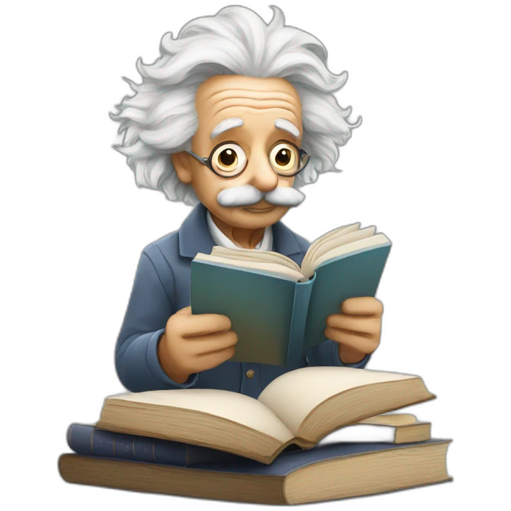 Albert Einstein reading books  emoji