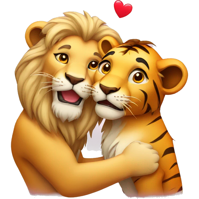 Lion in love with tiger emoji
