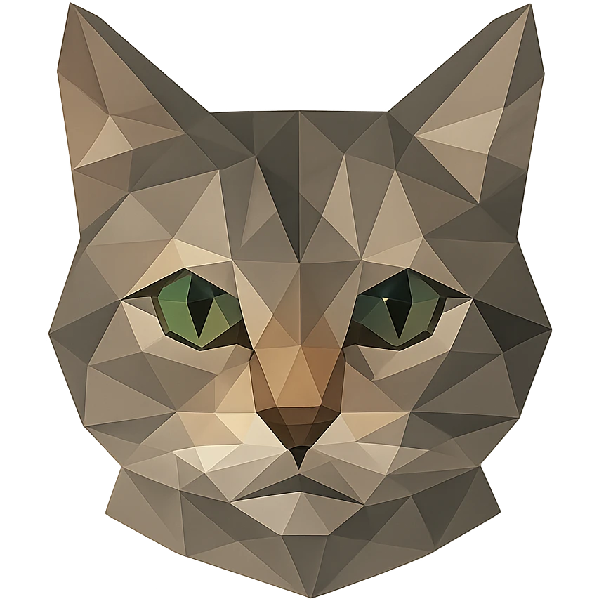猫头, 低多边形风格, 几何形状, 现代感 emoji