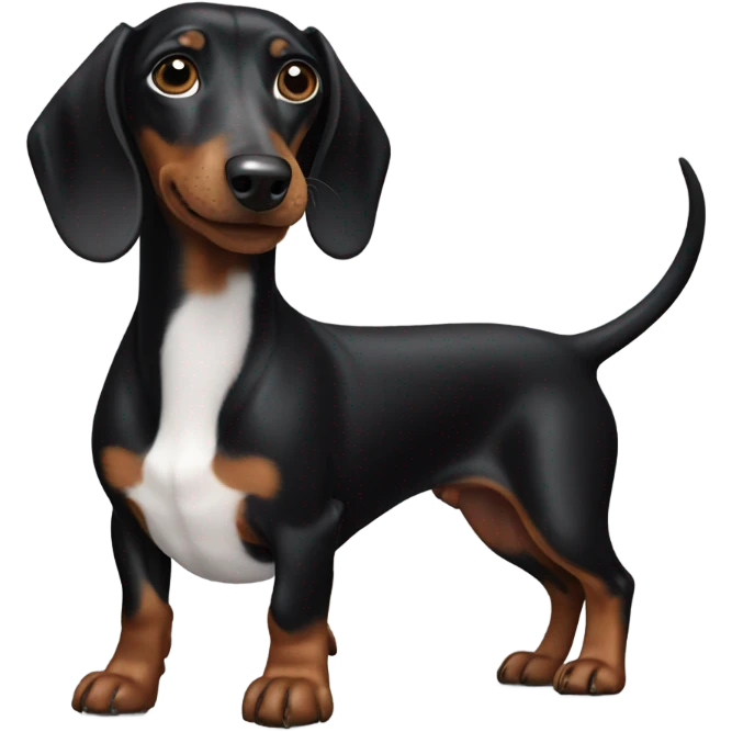 Black weiner dog with white chest emoji