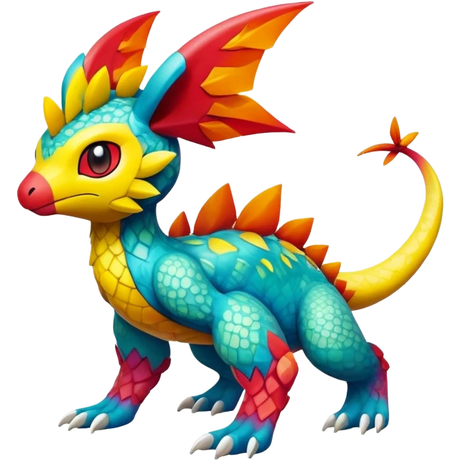 Colorful Exotic Pokémon-Fakémon-hybrid-creature (full body) emoji