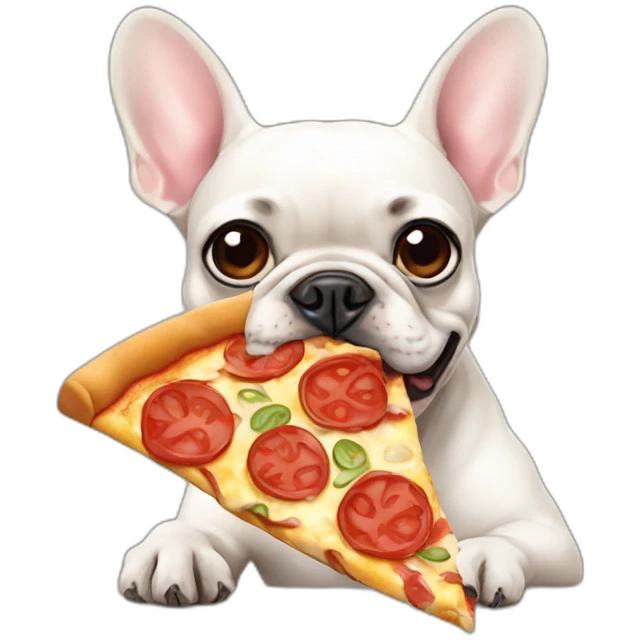 french bulldog eating pizza emoji