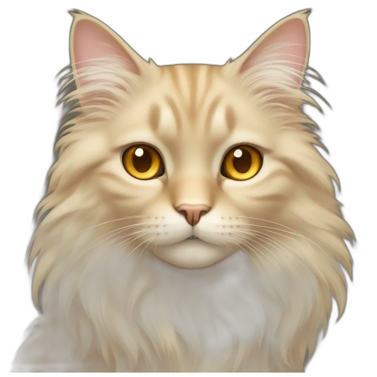 long beige fluffy fur cat with honey colored eyes emoji
