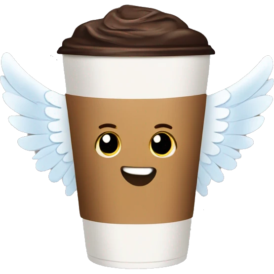 Coffee with wings emoji