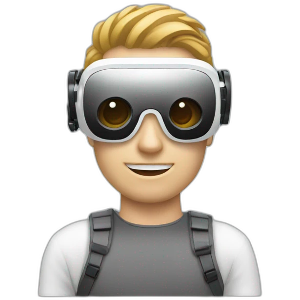 iphone style emoji of white person with meta virtual reality goggles  emoji