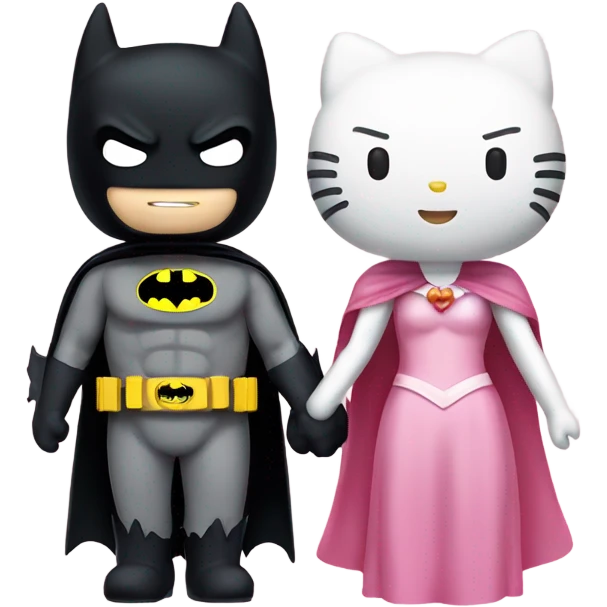 hello kitty and batman holding hands emoji