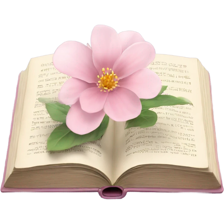 Realistic Open book with light pink flower inside emoji