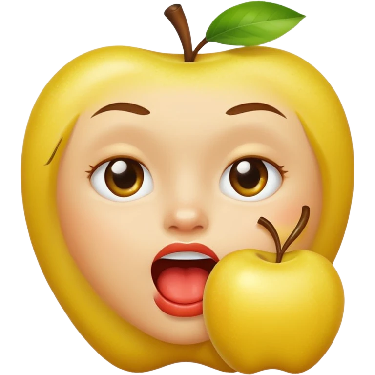 Yellow apple emoji biting lip and raising one eyebrow emoji