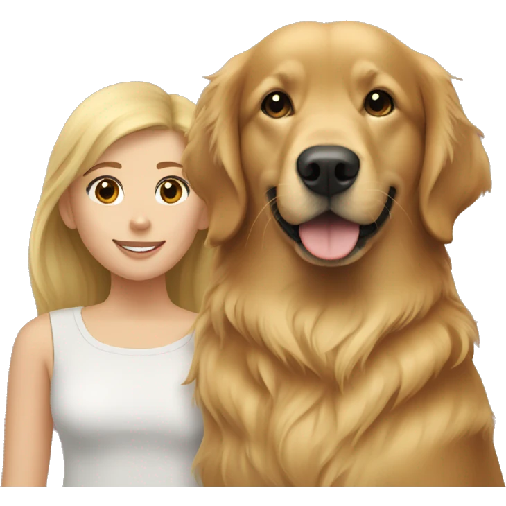 golden retriever with brunette girl  emoji