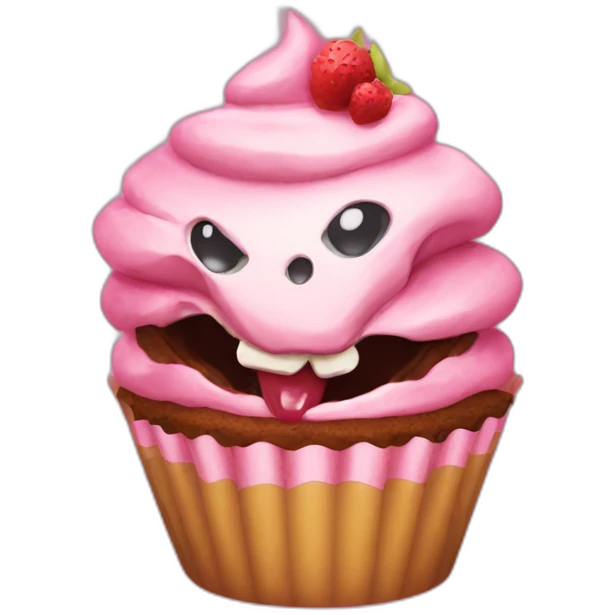 Devouring a cupcake emoji