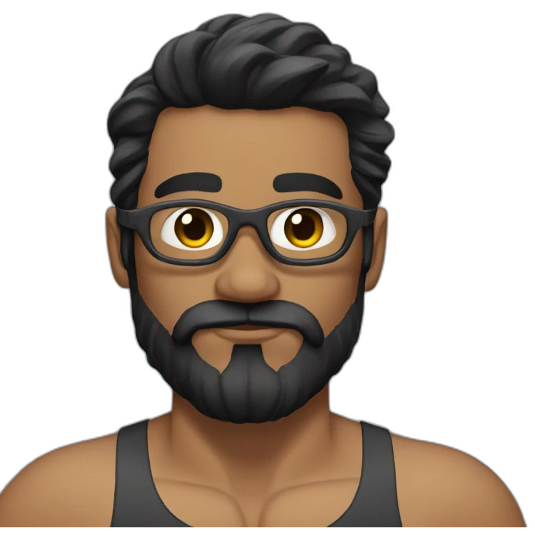 Swimmer googles muscles black hair and beard emoji