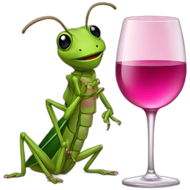 grasshopper with a glass of pink wine emoji