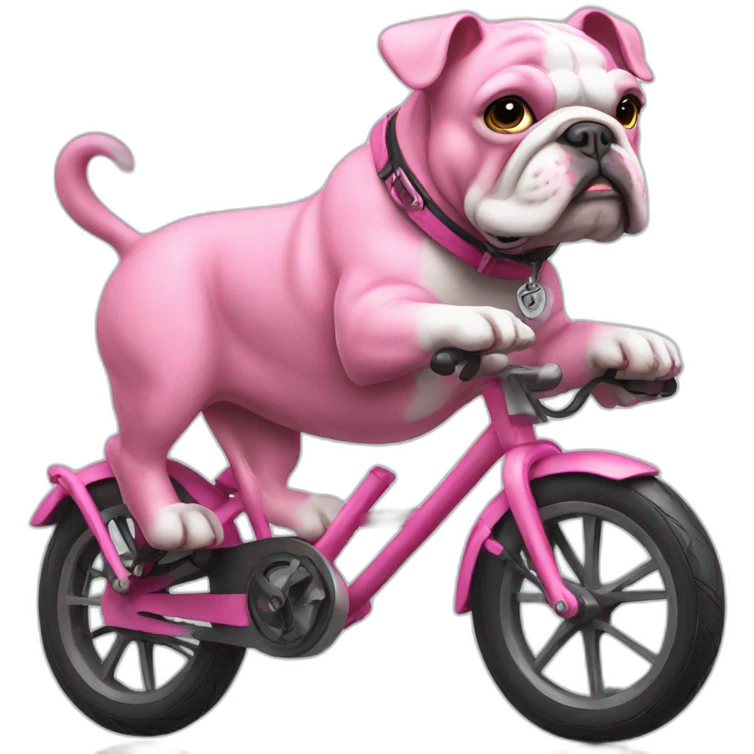 pink bulldog on a bike emoji