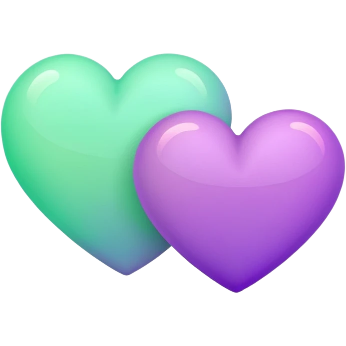 Two-hearts-coloured-light-pastel-shade green color and purple emoji
