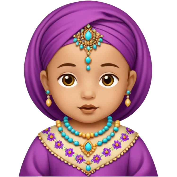  baby, dressed in colorful ghalibiya with delicate decorations emoji
