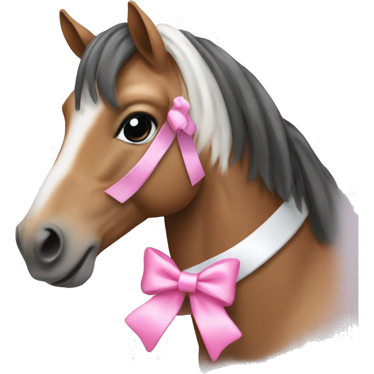 Horse with pink and white bows in hair emoji