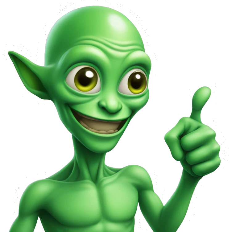 Green Alien making thumbs up emoji