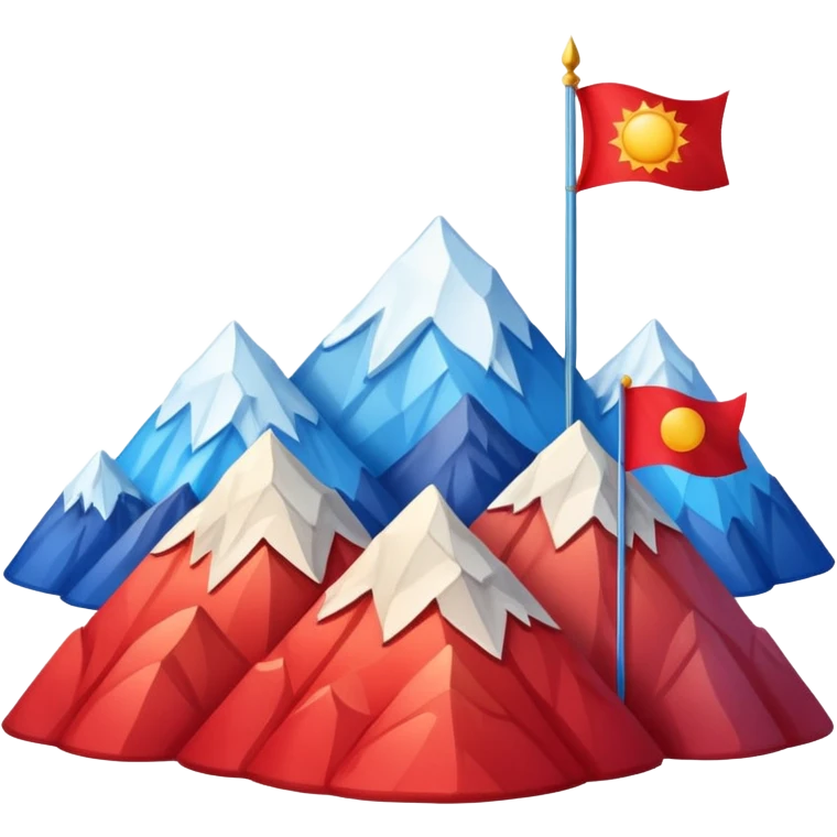 A blue , white and red flag With three mountain and a sun and ⚖️ in the upper part of mountains emoji