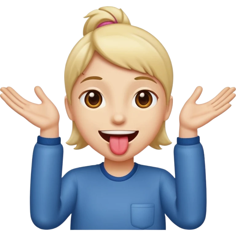 Tongue out with hands to the sides emoji