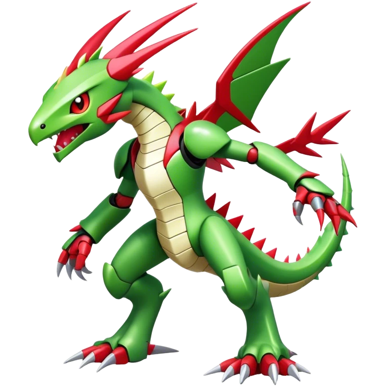 Spiky Cool Edgy shiny colorful Digimon-Fakemon-Flygon-Gabite-Mecha, full body, two legs emoji