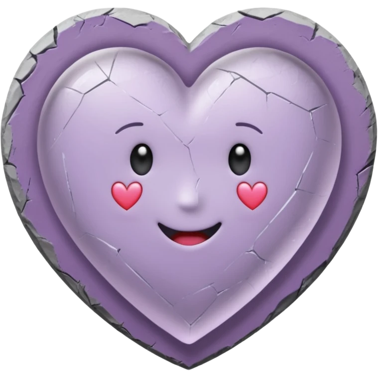 A cracked mirror reflecting a small heart hand-drawn, chalk-style emojis with a soft lilac color palette, suited for an aesthetic and emotional Telegram channel. The emoji should have a rough, doodle-like texture as if drawn with pastel chalk on a dark surface emoji