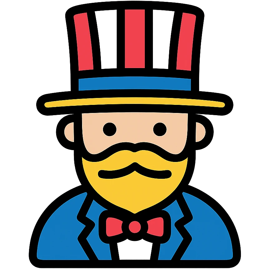 Yankee icon with color and black outlines emoji