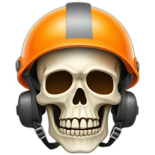 Skeleton skull logo like with orange safety helmet emoji