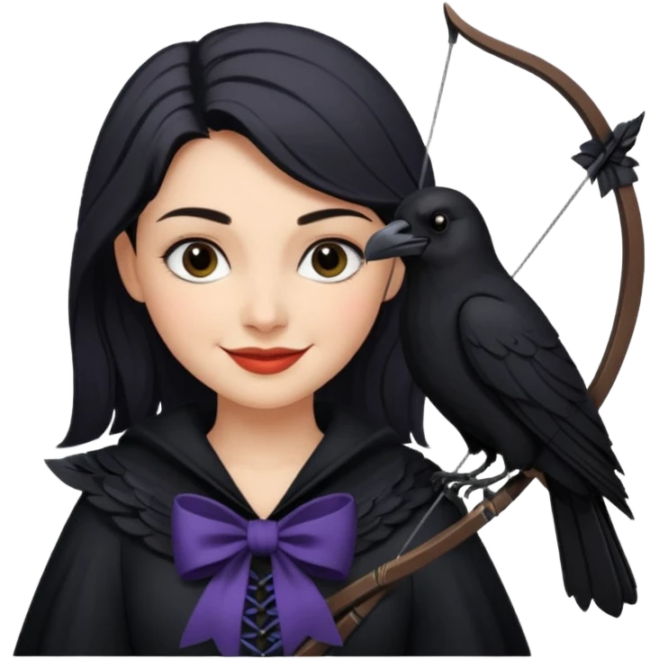 Alysanne Blackwood from Game of Thrones. She is known as black aly and is the Wife of Cregan Stark. I have her looking like Hande Erçel. Show her with a raven and a bow. Have her smirking, smiling, laughing emoji