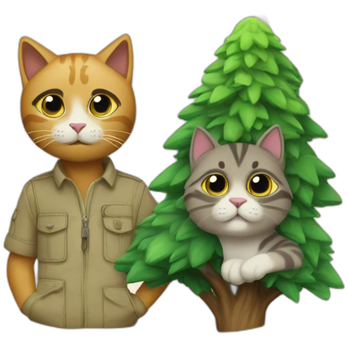Cat and wale with plans trees emoji