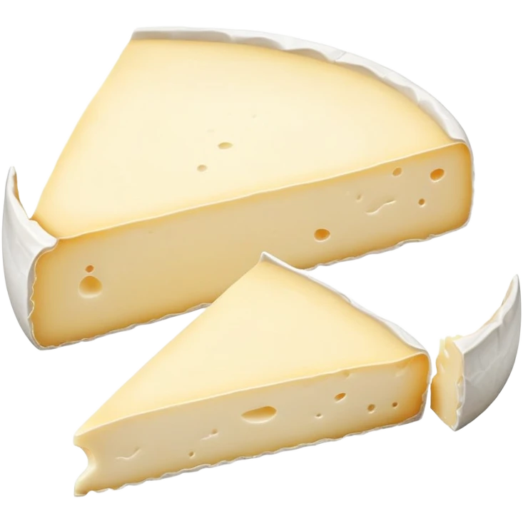 cinematic-realistic-brie-cheese-emoji,-featuring-soft-ripened-cheese-with-a-delicate white rind-rendered-with-lifelike-detail-and-inviting,-natural-lighting emoji