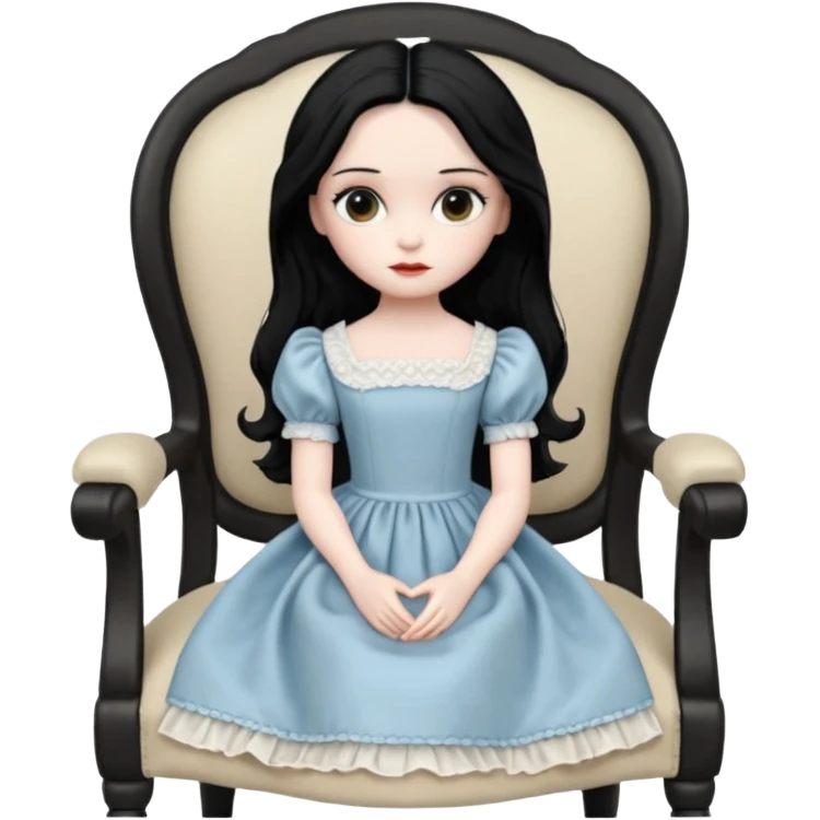 annabelle doll is sitting on the chair


















 emoji