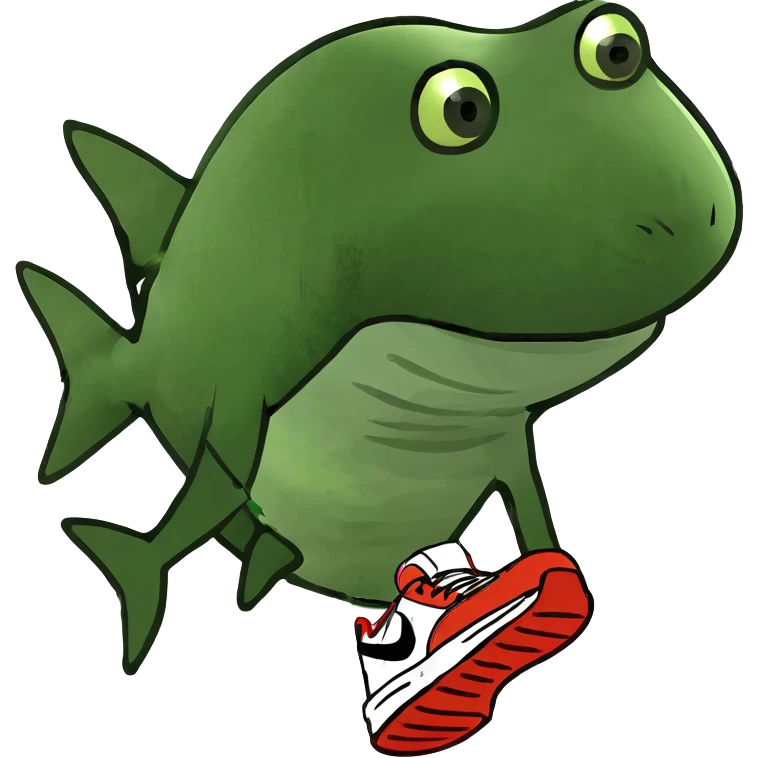 Shark with three legs with nike shoes emoji