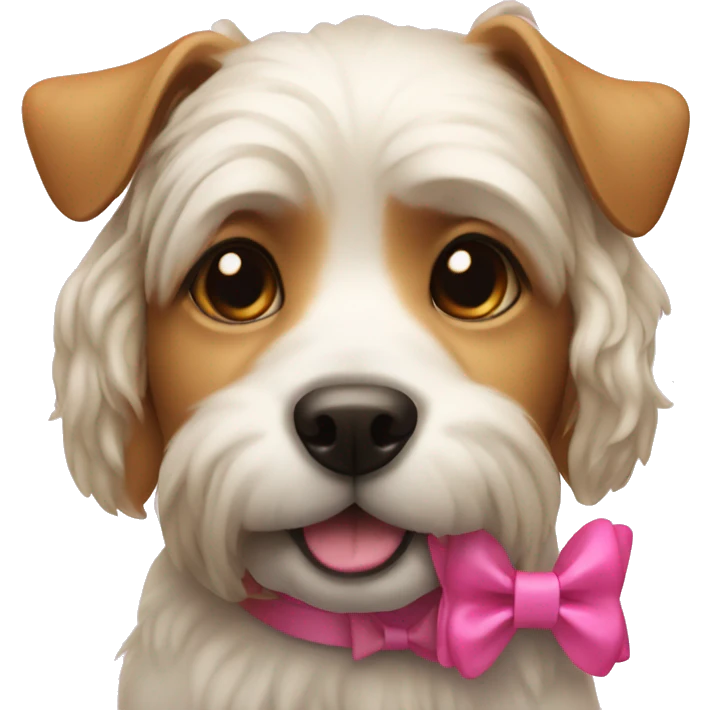 A dog with a pink bow emoji