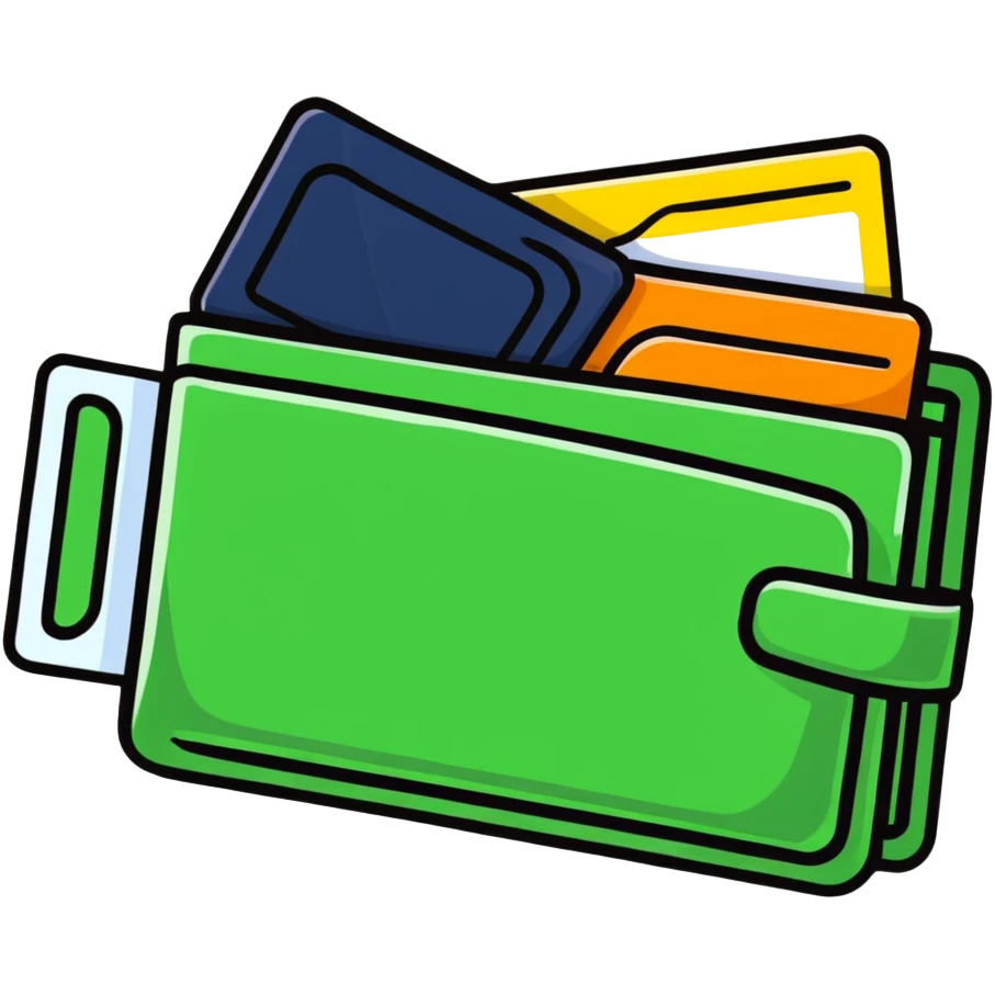 wallet with credit cards and currency emoji