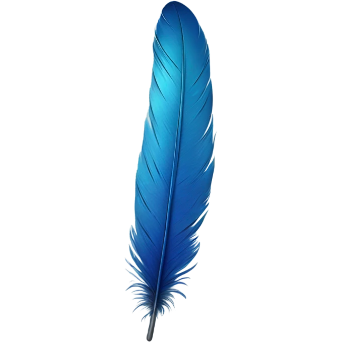 Realistic blue feather emoji