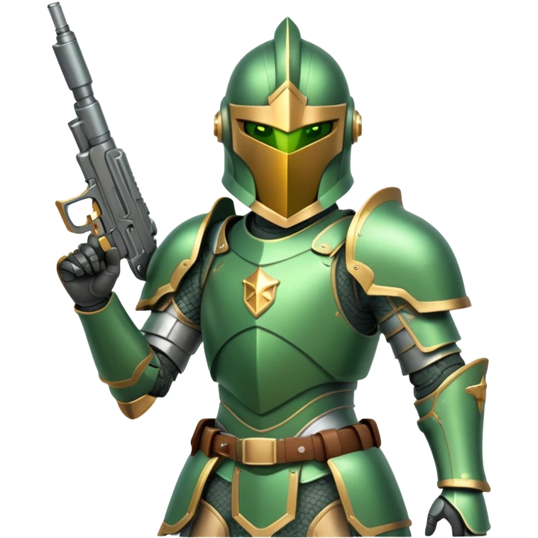 Green futuristic knight with gun emoji