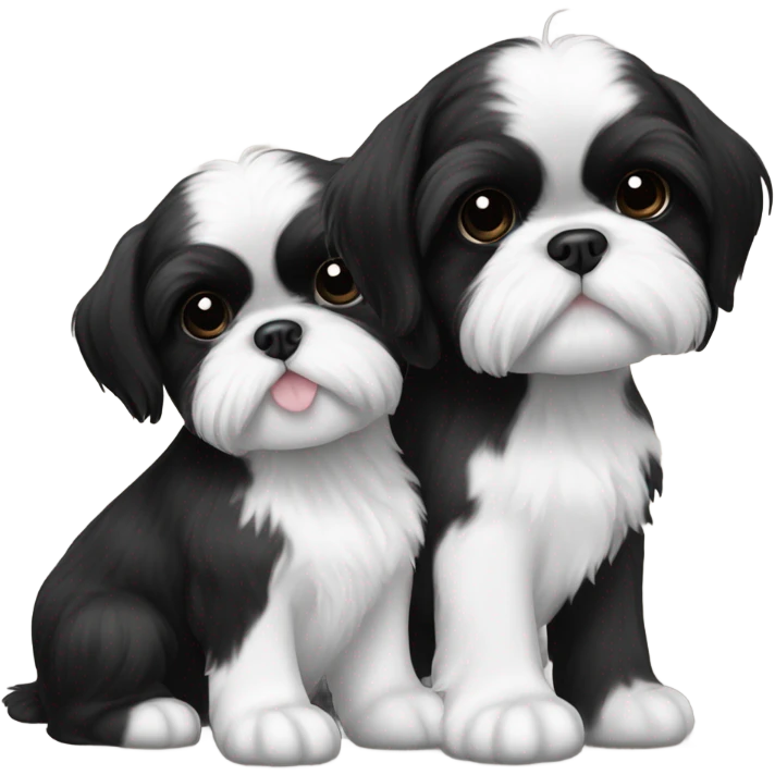 Two black and white shitz tzu puppies  emoji