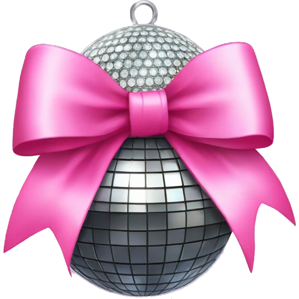 Disco ball with a pink bow  emoji
