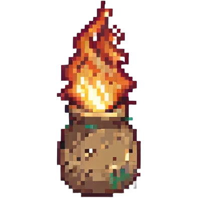 a lit match with flame burning, pixel art style emoji