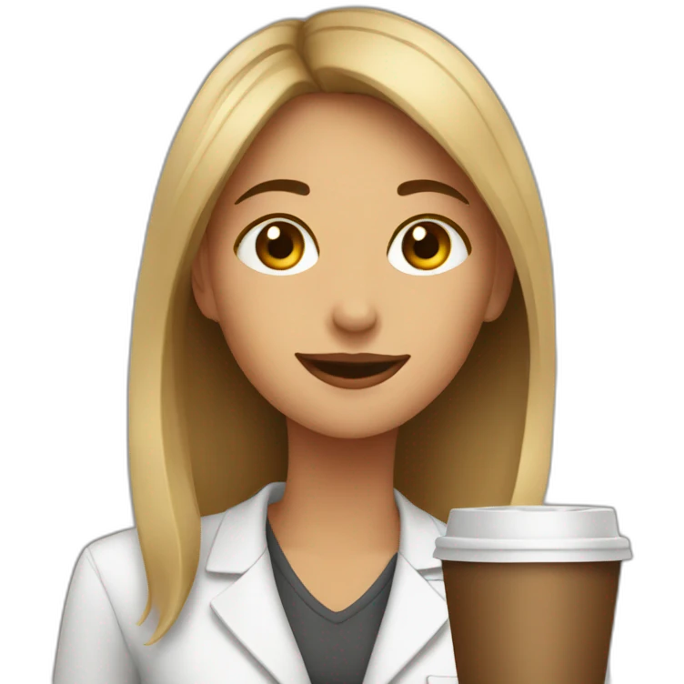 girl on work with coffee emoji