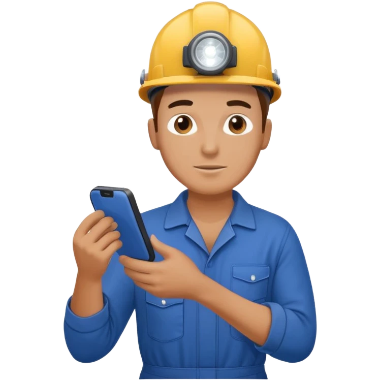 Technician + headlamp + blue jumpsuit, Repair Crew. emoji