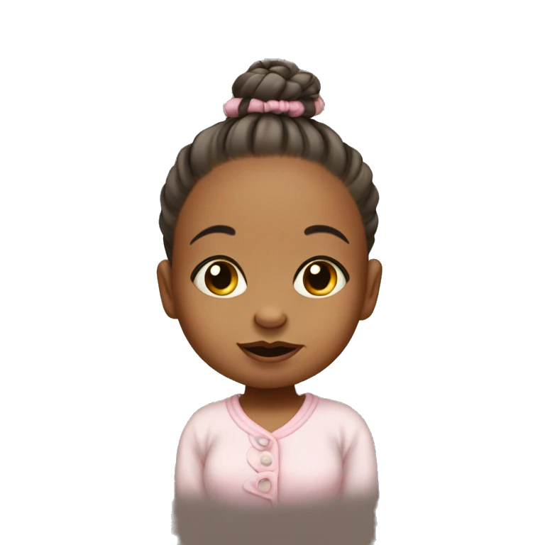 Baby girl with a pacifier in her mouth
with her hair tied up in a bun emoji
