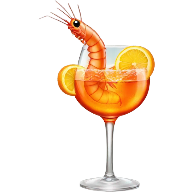 A shrimp having an aperol spritz emoji
